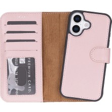 Eco Lounge Apple iPhone 17 Için, Hakiki Deri, El Yapımı Cüzdanlı Kılıf, Magsafe ile Uyumlu, Iç Yüzeyi Kadife, Pembe