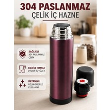 Zenviaa Mey Ithalat® Paslanmaz Çelik Seyahat Termosu Tek Tuşlu Vakumlu Kahve ve Çay Termosu Znv