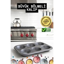 Eco Lounge Mini Çocuklar Için Cupcake Fırın Kalıbı 6 Büyük Bölmeli Muffin Kek Kalıbı