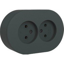 Eco Lounge Antrasit Sıva Üstü Ikili Topraklı Priz – Modern Şık Tasarım, Dayanıklı Elektrik Prizi Çiftli