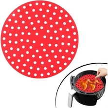 Eco Lounge Renkli Isıya Dayanıklı Yıkanılabilir Silikon Fırın ve Airfryer Yuvarlak Pişirme Matı 23 cm