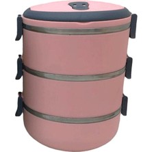 Semel Yemek Termosu Açık Pembe 3lü Sefer Tası Saklama Kabı 1.8lt