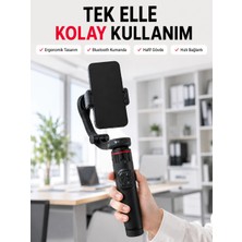 Zenviaa Mey Ithalat® Profesyonel Aı Gimbal Selfie Stick Yüz Takipli Telefon Sabitleyici Bluetooth