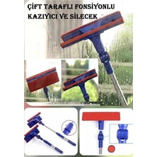 CATEKSSS Teleskopik Mikrofiber Çift Taraflı Cam Silme Aparatı Çekçekli Silecek Pratik Teleskobik Silici Tr