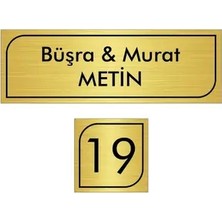 CATEKSSS Kapı Isimliği Kapı Numarası Gold Metal Üzeri Siyah Yazı Tm