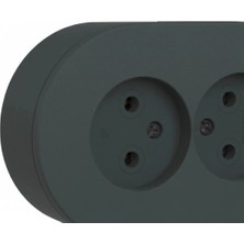 Eco Lounge Çift Girişli Antrasit Sıva Üstü Topraklı Priz Şık Modern Duvar Elektrik Aksesuarı