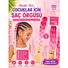 Rhea & Co. Premium Toz Pembe-Pembe-Sarı Ombreli Örgülük Saç  (100GR)