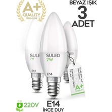 CATEKSSS Grafen E14 Duy Beyaz Işık 3 Adet Mum Buji Ampul Avize Abajur Lambası Ince Duylu Lamba 5'li Set