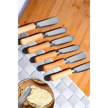 CATEKSSS Ahşap Bambu Saplı 6 Adet Lüx Tereyağı Reçel Kahvaltı Bıçağı 11CM Kahvaltı-Bıçağı Ahşap Kahverengi