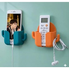 CATEKSSS Duvar Tipi Kumanda Telefon Tutucu | Kaktüs Tasarım Plastik Turuncu Cn