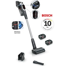 Bosch Çift Bataryalı Kablosuz Dikey Süpürge Uzun Kullanım Süreli Yedek Batarya Uyumlu Güçlü Emiş Elde Kullanılabilen Salon Yatak Odası ve Koridor Temizliği Beyaz Unlimited 9