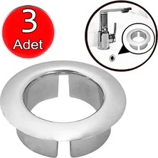 CATEKSSS Lavabo Deliği Halkası Yüzüğü 3 Adet Yuvarlak Parlak Krom Halka Yüzük Ayna Karşı Drenaj Taşma Kapağı
