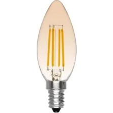 CATEKSSS E14 Ince Duy Buji Mum Amber Renk 4 Watt Rustik LED Ampul Edison Flamanlı C35