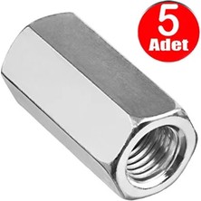 CATEKSSS M6 Uzun Uzatma Somunu Dın 934 Beyaz Galvanizli Somun -5 Adet