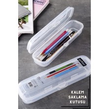 CATEKSSS Şeffaf Saklama Kutusu Çok Amaçlı Kalemlik Plastik Turuncu