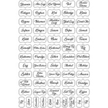 CATEKSSS Şeffaf 107 Adet Baharat Bakliyat Kuruyemiş Kavanoz Sticker Etiket Ahşap