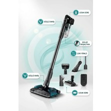 Philips 8000 Serisi Aqua Başlıklı Şarjlı Dikey Süpürge Islak Kuru Temizlik LED Aydınlatma Uzun Kullanım Süreli Kablosuz Halı Parke Koltuk ve Merdiven Temizliği Siyah XC8057