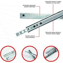 CATEKSSS 17 mm 40,6cm Gömme Ince Teleskopik Bilyeli Dolap Çekmece Rayı Gri