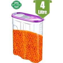 CATEKSSS 4 Litre Renkli Kapaklı Su/hava Geçirmez Kiler/erzak Saklama Kabı/plastik Kilitli Plastik Çok Renkli