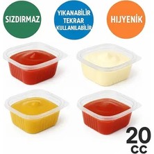 CATEKSSS 100 Adet Sızdırmaz 20 cc Saklama Kabı, Sos Kabı, Sosluk, Buzdolabı Kabı Plastik Şeffaf