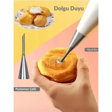 CATEKSSS Büyük Boy Dolgu Duyu Paslanmaz Puf Başlığı Şanti Dolum Duyu Krema Torbası Sıkma Ucu Duy Çelik