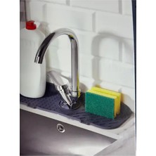 CATEKSSS Su Tutucu Musluk Matı Mutfak Banyo Koruyucu Musluk Lavabo Bulaşık Süngeri Matı Plastik Siyah