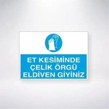 CATEKSSS Et Kesiminde Çelik Örgü Eldiven Giyiniz 21X35 Arkası Arkası Yapışkanlı Sticker Tr
