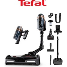 Tefal X-Force Flex Kablosuz Dikey Süpürge Esnek Borulu Yatak Altı Temizliği Elde Kullanılabilen Aparatlı Güçlü Emiş Salon Mutfak ve Araç Içi Temizlik Siyah TY99F1