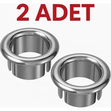 CATEKSSS Parlak Krom Görünümlü Lavabo Taşma Yüzüğü - Dayanıklı Metal Evye Taşma Halkası 2 Adet