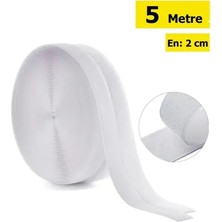 CATEKSSS 5 Metre - Şerit Cırt Bant, En: 2 Cm, Beyaz, Natural, Dişi-Erkek Takım, Cırt Cırtlı Bant
