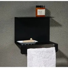 CATEKSSS Havlu Tutacağı Raf Metal Havlu Askıs Mutfak Banyo Raflı Havluluk Modern Raflı Havluluk Siyah Siyah