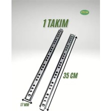 CATEKSSS 35 cm Bilyeli Klavye Çekmece Rayı (1.7 cm Genişlik) Metalik