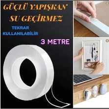 CATEKSSS 3 Metre x 2 cm Nano Teknoloji Bant Süper Güçlü Tablo Pano Albüm Çerçeve Ayna Çift Taraflı Bant