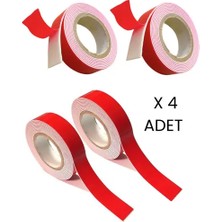 CATEKSSS Çift Taraflı Bant Köpüklü Çok Güçlü 4 Adet 6 Metre Çift Taraflı Bant Kırmızı-Beyaz Tr
