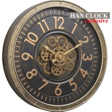 Han Clock Hareketli Çarklı Duvar Saati 60CM (Plastik)