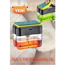 CATEKSSS Deterjan Hazneli Süngerlik Süngerli Sıvı Mutfak Bulaşık Deterjanlığı Plastik Çok Renkli