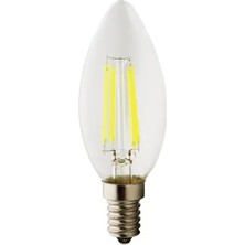 CATEKSSS Şeffaf Cam Rustik 4W C35 Mum Tipi LED Filament Ampul E14 Sarı Işık Dekoratif Vintage Aydınlatma