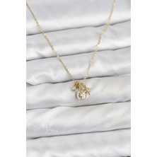 Berselya Underwear & Accessories Pirinç Gold Renk Minimal Charmlı Kadın Kolye