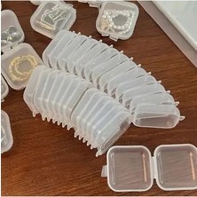 CATEKSSS 5 Adet Mini Şeffaf Plastik Altın Takı Mücevher Kolye Yüzük Küpe Saklama Kutusu Plastik 8 x 26 Beyaz