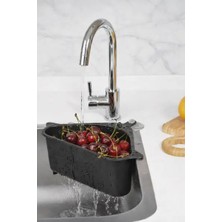CATEKSSS Vantuzlu Üçgen Lavabo Süzgeci Mutfak Evye Köşe Süzgeci Siyah Plastik