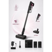 Philips 6000 Serisi Çift Bataryalı Şarjlı Dikey Süpürge Uzun Kullanım Süreli LED Başlık Siklon Emiş Teknolojisi Kablosuz Halı Parke Koltuk ve Araç Içi Temizlik Mavi XC6453