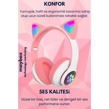Eco Lounge Kedili Pembe Kulak Üstü Kulaklık Stereo Ses Anc Mikrofon Fm Radyo Sd Kart Rgb Işık