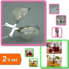 CATEKSSS Bitki Çayı Demleme Süzgeci + Büyük Boy Paslanmaz Çelik Demlik Içi Çay Süzgeci Hacimli - 2li Set G2F2