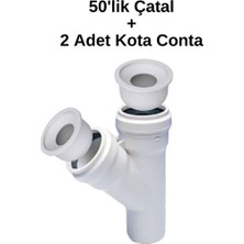 CATEKSSS 50'lik Y Çatal Pvc Pimaş Boru (Kalınlığı 3.2) Atık Su Dublex Pvc Boru 50 mm + 2 Adet Adaptör Conta