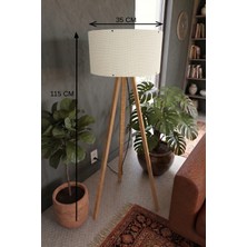 Semel 3 Ayaklı Tripod Lambader Krem Kumaş Başlık