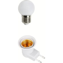 CATEKSSS Açma Kapama Anahtarlı Duy Fişli + 1W Tasarruflu Renkli E27 LED Gece Lambası Beyaz Işık