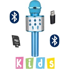 Eco Lounge Bluetooth Bağlantılı Mavi Çocuk Mikrofonu Dahili Hoparlör USB Tf Kart Destekli Ses Efektli