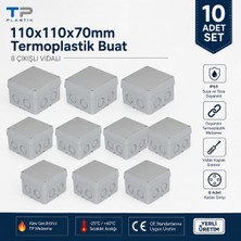 Tp Electric Tp Plastik 110X110X70 mm Termoplastik Buat 8 Çıkışlı Vidalı Kapak 10 Adet Set