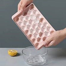 CATEKSSS 33 Hazneli Yuvarlak Buz Küpü Tepsisi, Kapaklı Top Yapma Kalıbı, Daire Buz Küpü Tepsisi 1 Adet M-33 P