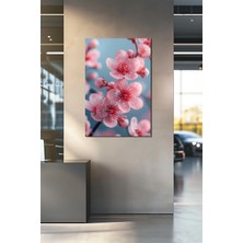 Sakura Çiçeği Baskılı Cam Tablo – Pembe Çiçek Desenli Modern Duvar Tablosu